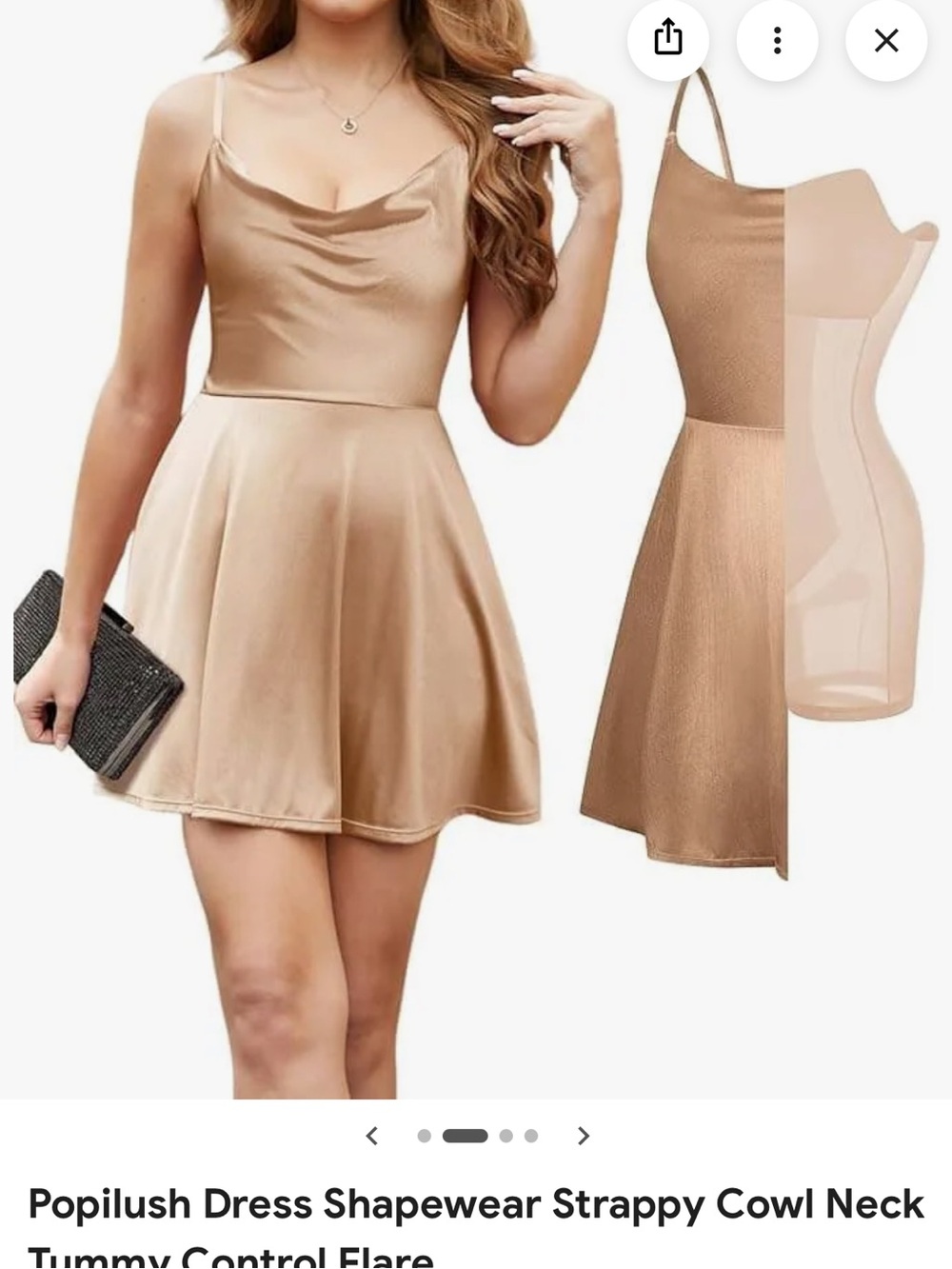 Nwt Popilush Popilush Dress Shapewear Strappy Cowl Neck Tummy Control